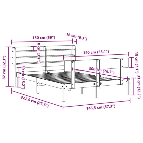 Massivholzbett ohne Matratze Weiß 140x200 cm Kiefernholz