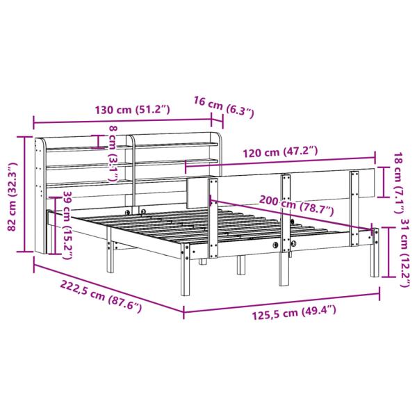 Massivholzbett ohne Matratze 120x200 cm Kiefernholz