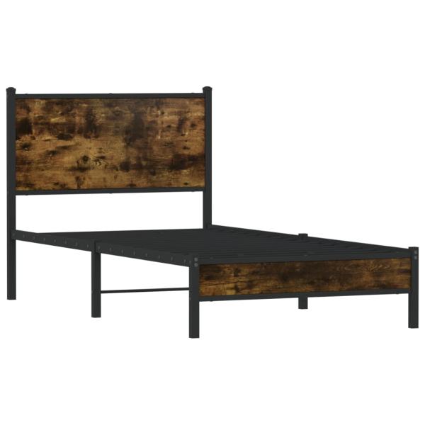 ARDEBO.de - Metallbett ohne Matratze Räuchereiche 75x190 cm