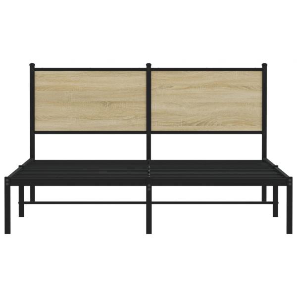 Metallbett ohne Matratze Sonoma-Eiche 140x190 cm