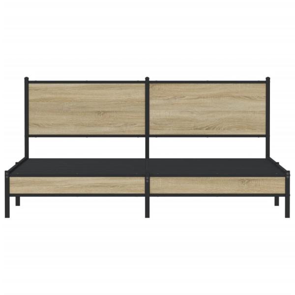 ARDEBO.de - Metallbett ohne Matratze Sonoma-Eiche 160x200 cm