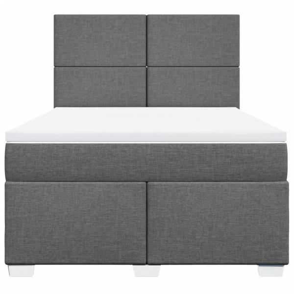 Boxspringbett mit Matratze Dunkelgrau 140x200 cm Stoff