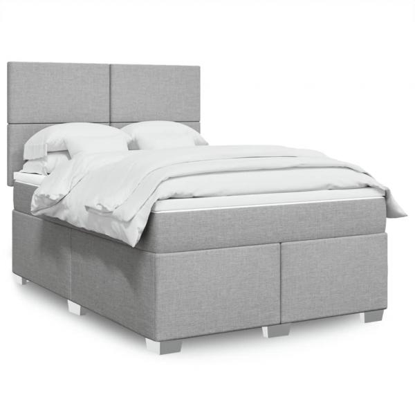 ARDEBO.de - Boxspringbett mit Matratze Hellgrau 160x200 cm Stoff
