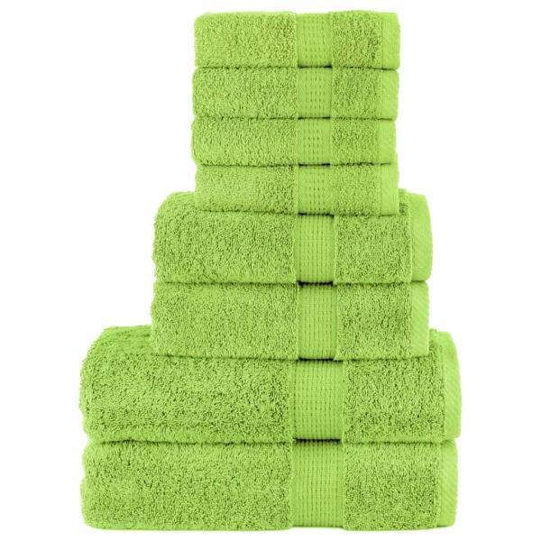 ARDEBO.de - 8 tlg. Premium-Handtuch-Set SOLUND Apfelgrün 600 g/m²