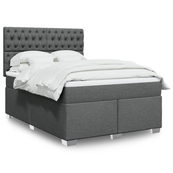 ARDEBO.de - Boxspringbett mit Matratze Dunkelgrau 160x200 cm Stoff