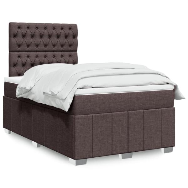 ARDEBO.de - Boxspringbett mit Matratze Dunkelbraun 120x200 cm Stoff