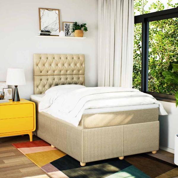 Boxspringbett mit Matratze Creme 120x190 cm Stoff