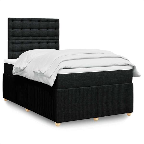 ARDEBO.de - Boxspringbett mit Matratze Schwarz 120x190 cm Stoff