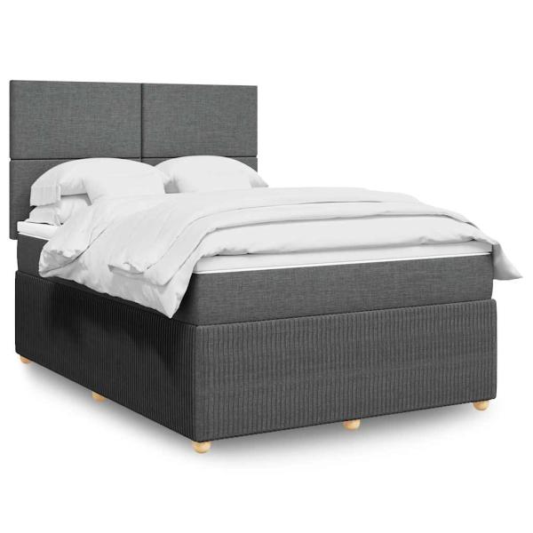 ARDEBO.de - Boxspringbett mit Matratze Dunkelgrau 140x190 cm Stoff