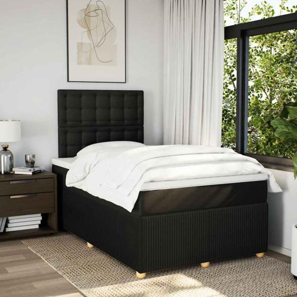 Boxspringbett mit Matratze Schwarz 120x200 cm Stoff
