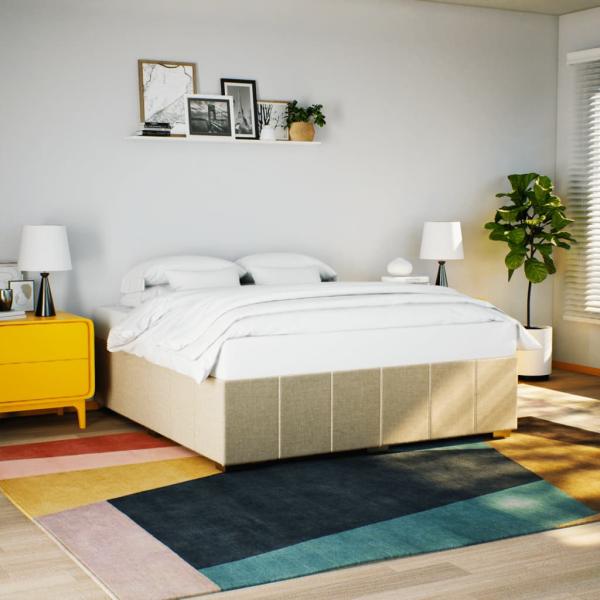 ARDEBO.de - Bettgestell ohne Matratze Creme 180x200 cm Stoff