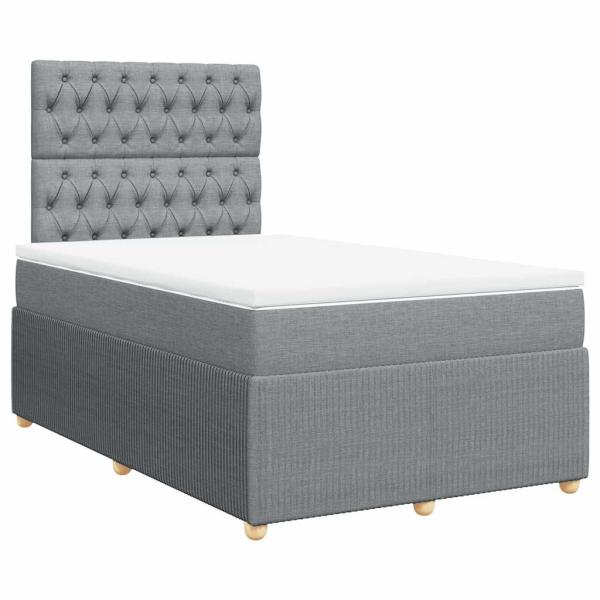 Boxspringbett mit Matratze Hellgrau 120x200 cm Stoff