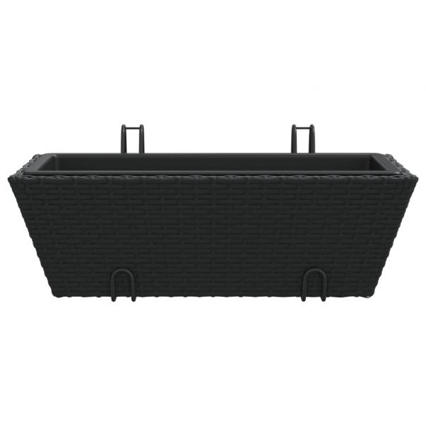 Pflanzkasten mit Haken 2 Stk. Schwarz Poly Rattan