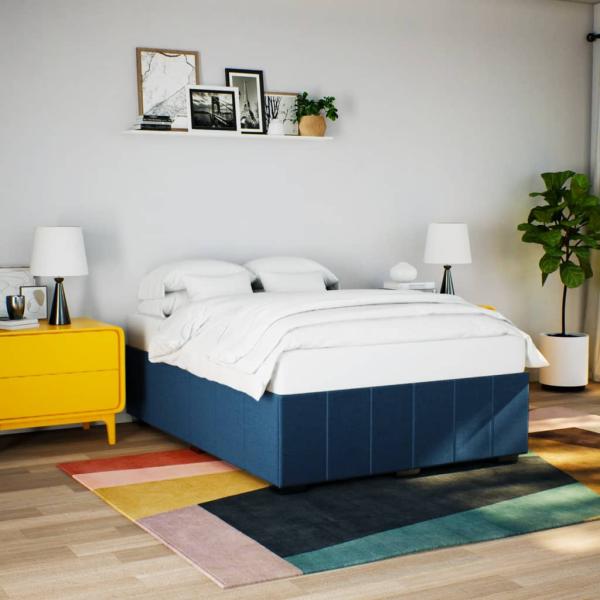 ARDEBO.de - Bettgestell ohne Matratze Blau 140x200 cm Stoff