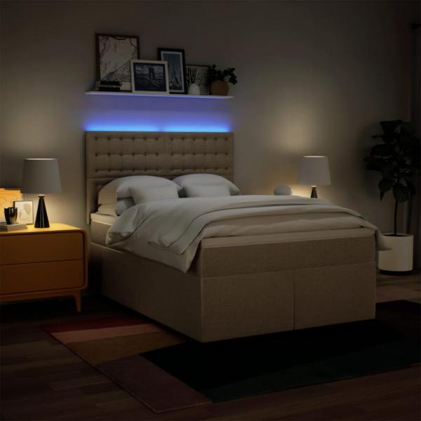 Boxspringbett mit Matratze Creme 140x200 cm Stoff