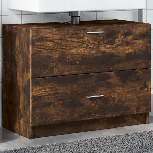 ARDEBO.de - Waschbeckenunterschrank Räuchereiche 78x37x59 cm Holzwerkstoff