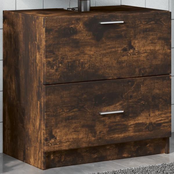 ARDEBO.de - Waschbeckenunterschrank Räuchereiche 59x37x59 cm Holzwerkstoff