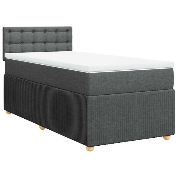 ARDEBO.de - Boxspringbett mit Matratze Dunkelgrau 100x200 cm Stoff