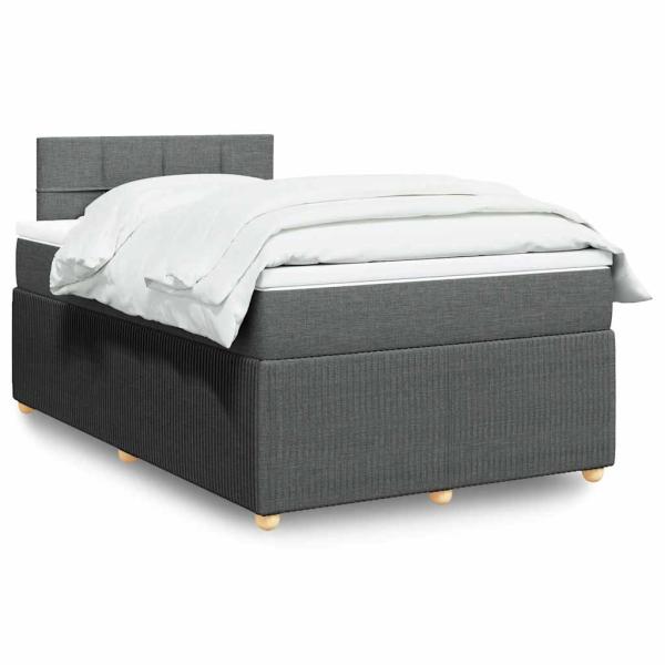 ARDEBO.de - Boxspringbett mit Matratze Dunkelgrau 120x200 cm Stoff