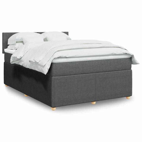 ARDEBO.de - Boxspringbett mit Matratze Dunkelgrau 140x190 cm Stoff
