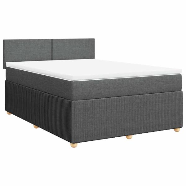 Boxspringbett mit Matratze Dunkelgrau 140x190 cm Stoff