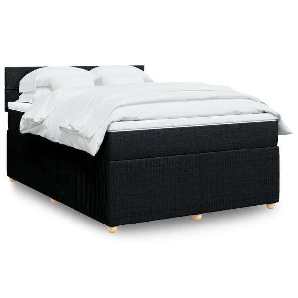 ARDEBO.de - Boxspringbett mit Matratze Schwarz 140x190 cm Stoff