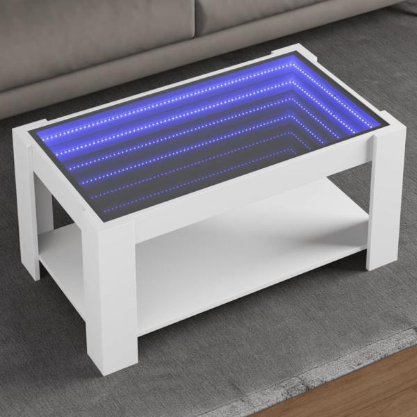 ARDEBO.de - LED-Couchtisch Weiß 93x53x45 cm Holzwerkstoff