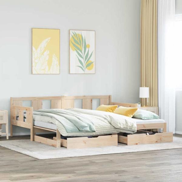 ARDEBO.de - Tagesbett Ausziehbar mit Schubladen ohne Matratze 90x200 cm