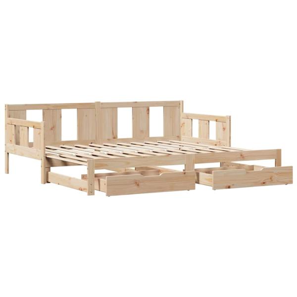 Tagesbett Ausziehbar mit Schubladen ohne Matratze 90x200 cm