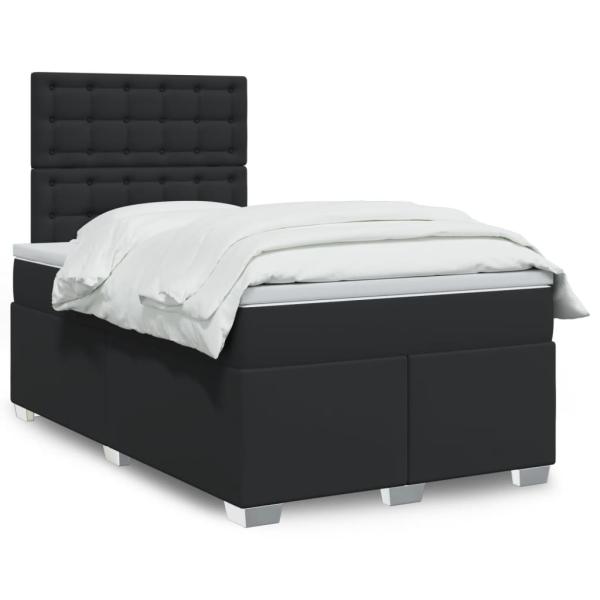 ARDEBO.de - Boxspringbett mit Matratze Schwarz 120x190 cm Kunstleder