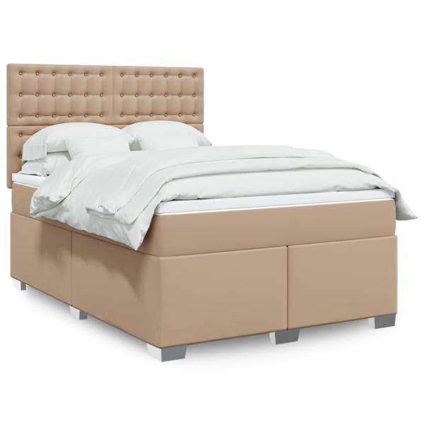 ARDEBO.de - Boxspringbett Matratze Cappuccino-Braun 140x200cm Kunstleder
