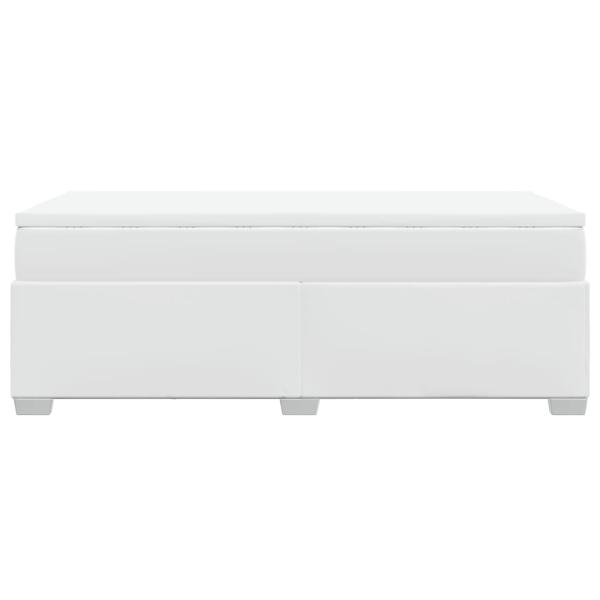 Boxspringbett mit Matratze Weiß 80x200 cm Kunstleder