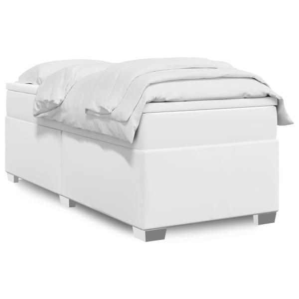 ARDEBO.de - Boxspringbett mit Matratze Weiß 90x190 cm Kunstleder