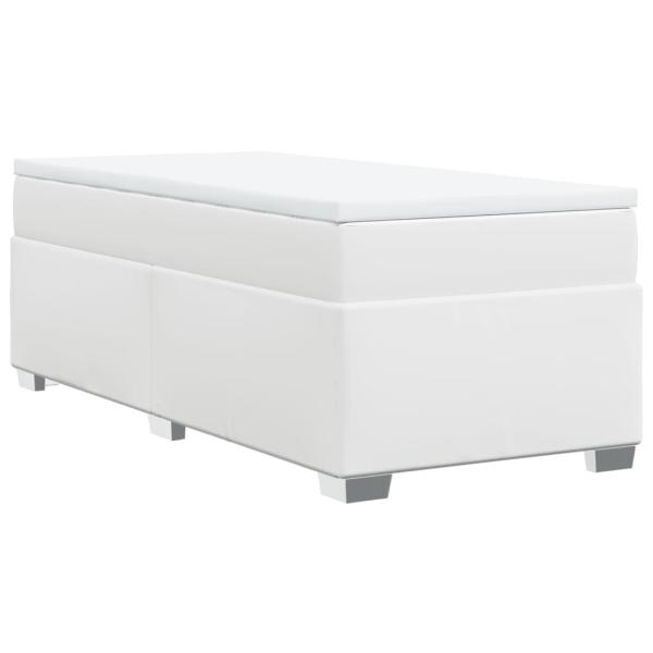 Boxspringbett mit Matratze Weiß 90x190 cm Kunstleder