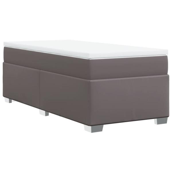 Boxspringbett mit Matratze Grau 100x200 cm Kunstleder