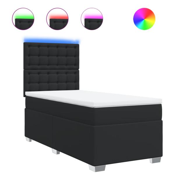 Boxspringbett mit Matratze Schwarz 80x200 cm Kunstleder