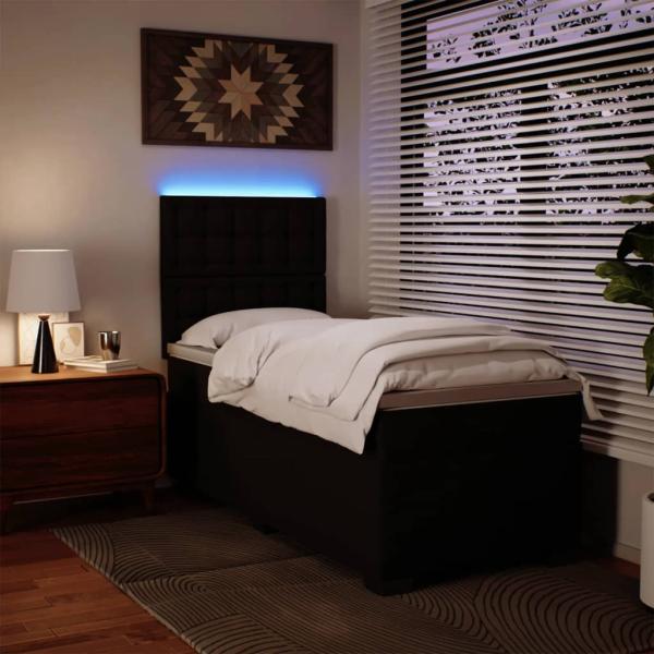 Boxspringbett mit Matratze Schwarz 80x200 cm Kunstleder