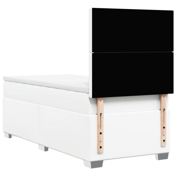 Boxspringbett mit Matratze Weiß 90x190 cm Kunstleder