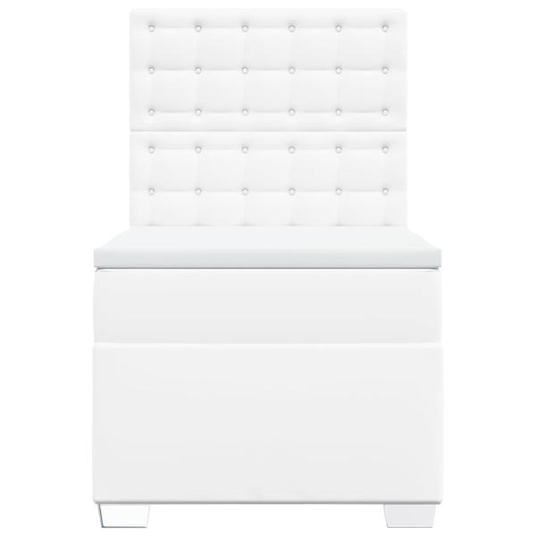 Boxspringbett mit Matratze Weiß 90x190 cm Kunstleder