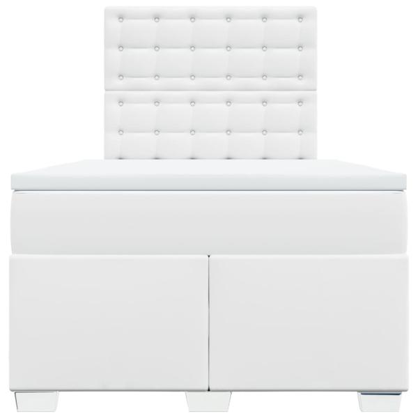 Boxspringbett mit Matratze Weiß 120x200 cm Kunstleder