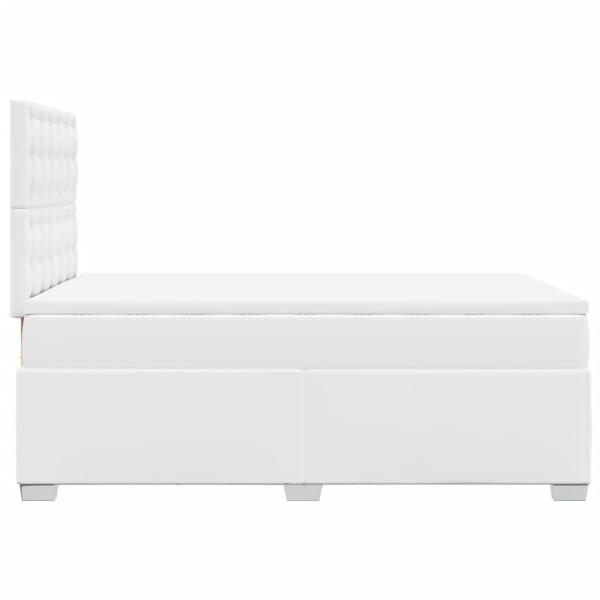 Boxspringbett mit Matratze Weiß 120x200 cm Kunstleder