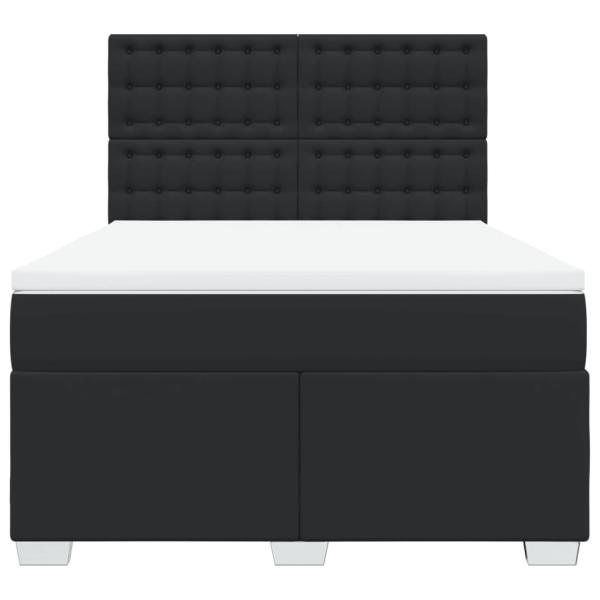 Boxspringbett mit Matratze Schwarz 140x190 cm Kunstleder