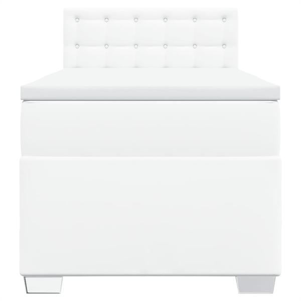 Boxspringbett mit Matratze Weiß 90x200 cm Kunstleder