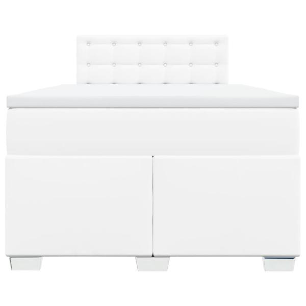 Boxspringbett mit Matratze Weiß 120x190 cm Kunstleder