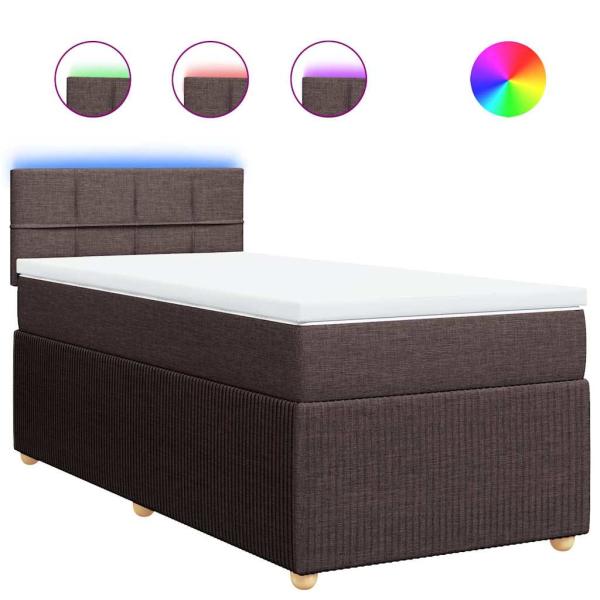 Boxspringbett mit Matratze Dunkelbraun 80x200 cm Stoff