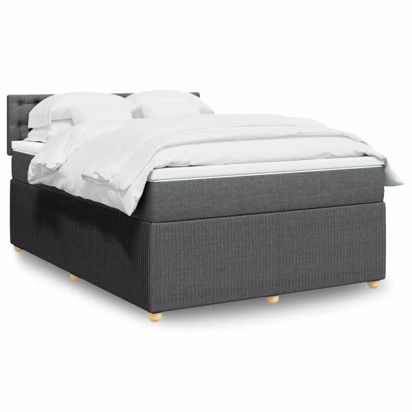 ARDEBO.de - Boxspringbett mit Matratze Dunkelgrau 140x190 cm Stoff