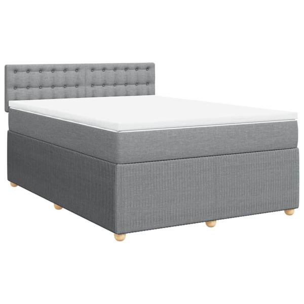 ARDEBO.de - Boxspringbett mit Matratze Hellgrau 140x200 cm Stoff