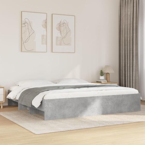 ARDEBO.de - Bettgestell Betongrau 180x200 cm Holzwerkstoff