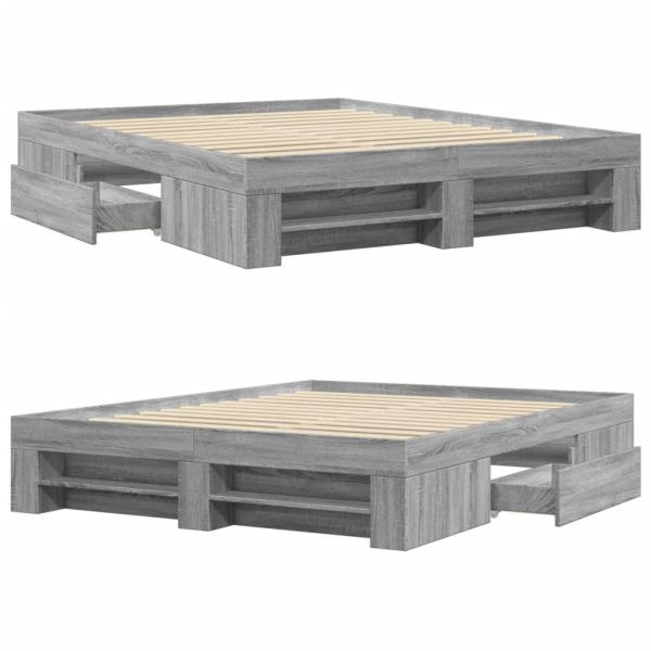 Bettgestell Grau Sonoma 160x200 cm Holzwerkstoff
