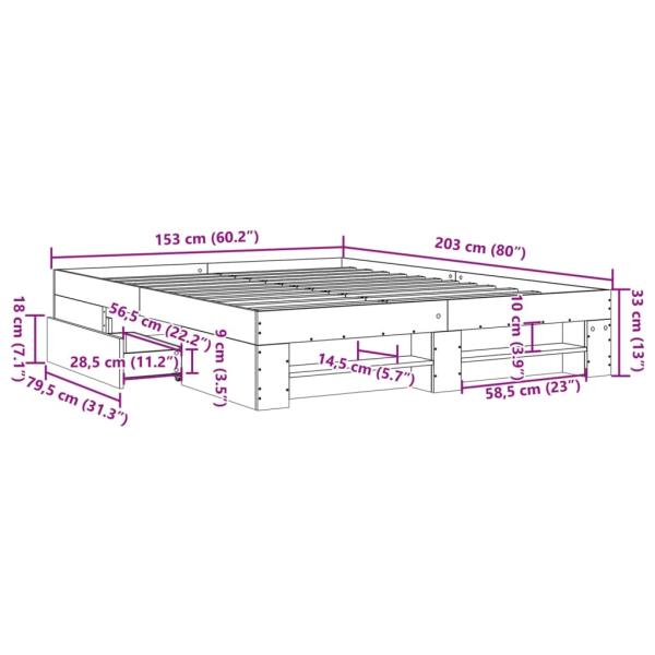 Bettgestell Grau Sonoma 150x200 cm Holzwerkstoff